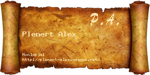 Plenert Alex névjegykártya