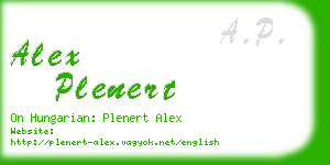 alex plenert business card